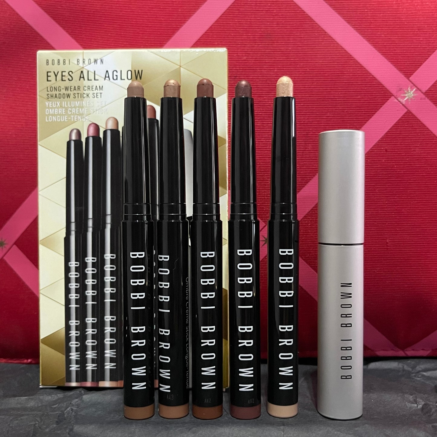 🌸Set Bobbi Brown incluye 5 sombra en barra en crema de larga duración + máscara pestaña smokey eye